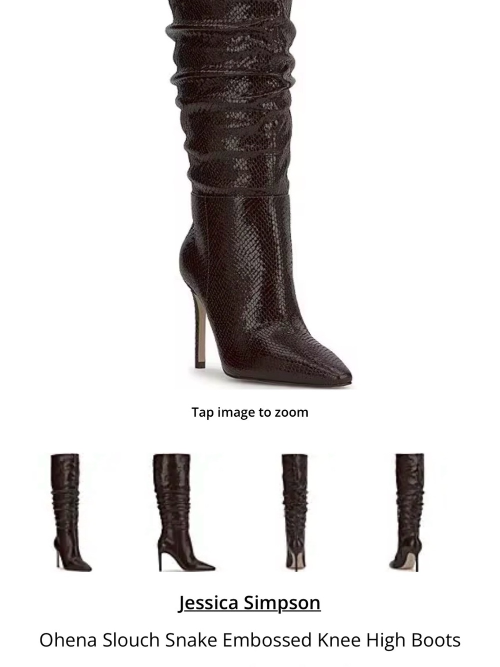 Jessica Simpson Black Snake-Embossed Slouch Knee Boots